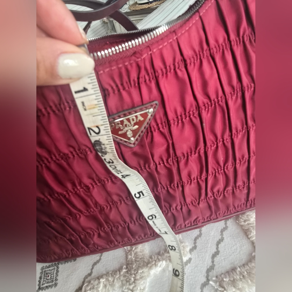 Prada Fabric and Leather Pink Handbag. - Picture 9 of 17